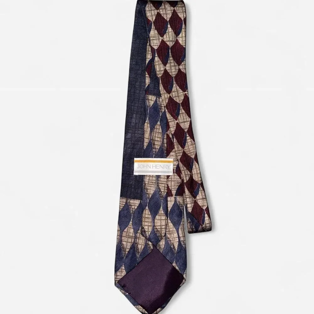 Geometric Diamond Print Neck Tie from John Henry